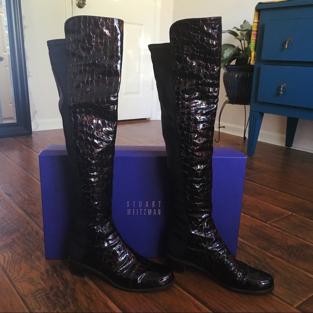 Stuart Weitzman Tall Faux Alligator boots